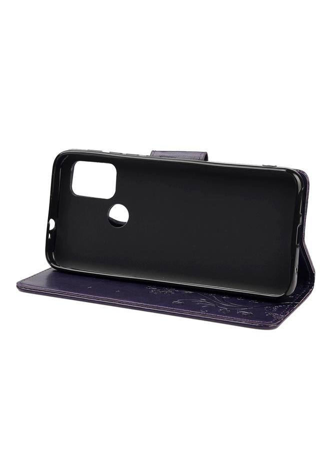 اس-توب جراب لهاتف Motorola Moto G30 بنقشة زهور الفراشة، جراب جلدي قلاب أفقي مع حامل وفتحات للبطاقات ومحفظة - Image 5