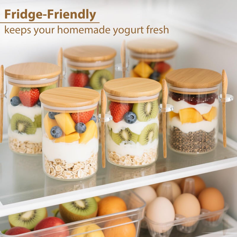 TBWIND 6 Pack Overnight Oats Containers with Lids and Spoons, 16oz Glass Jars with Bamboo Lids, Airtight Meal Prep Yogurt Containers for Breakfast, Parfait, Salad, Chia Pudding - Image 5
