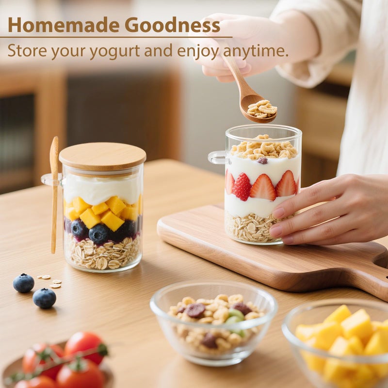TBWIND 6 Pack Overnight Oats Containers with Lids and Spoons, 16oz Glass Jars with Bamboo Lids, Airtight Meal Prep Yogurt Containers for Breakfast, Parfait, Salad, Chia Pudding - Image 3
