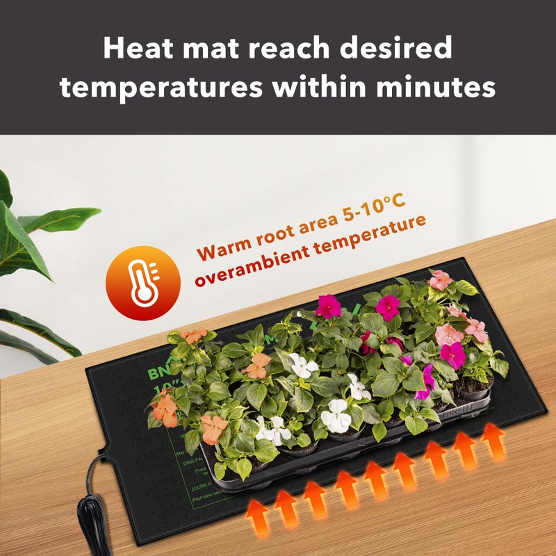 BN-LINK Seedling Heat Mat 10" x 20.75" Warm Hydroponic Heating Pad Waterproof for Seed Starting Greenhouse and Germination - Image 4