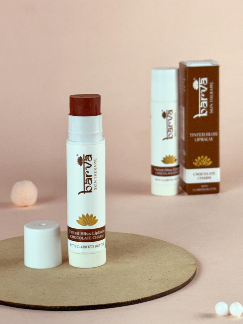 Barva Tinted Bliss Lip Balm | Enriched with Clarified Butter (Ghee) | Nourishing & Long-Lasting Moisture | Soft Tint Finish | Available in 2 shades | 5g (Chocolate Charm) - Image 5