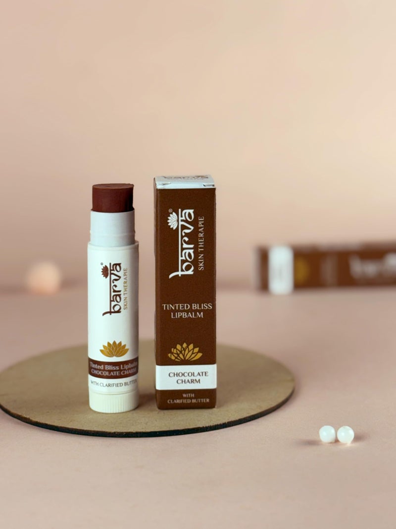 Barva Tinted Bliss Lip Balm | Enriched with Clarified Butter (Ghee) | Nourishing & Long-Lasting Moisture | Soft Tint Finish | Available in 2 shades | 5g (Chocolate Charm) - Image 4