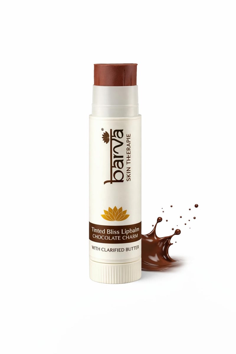 Barva Tinted Bliss Lip Balm | Enriched with Clarified Butter (Ghee) | Nourishing & Long-Lasting Moisture | Soft Tint Finish | Available in 2 shades | 5g (Chocolate Charm) - Image 1