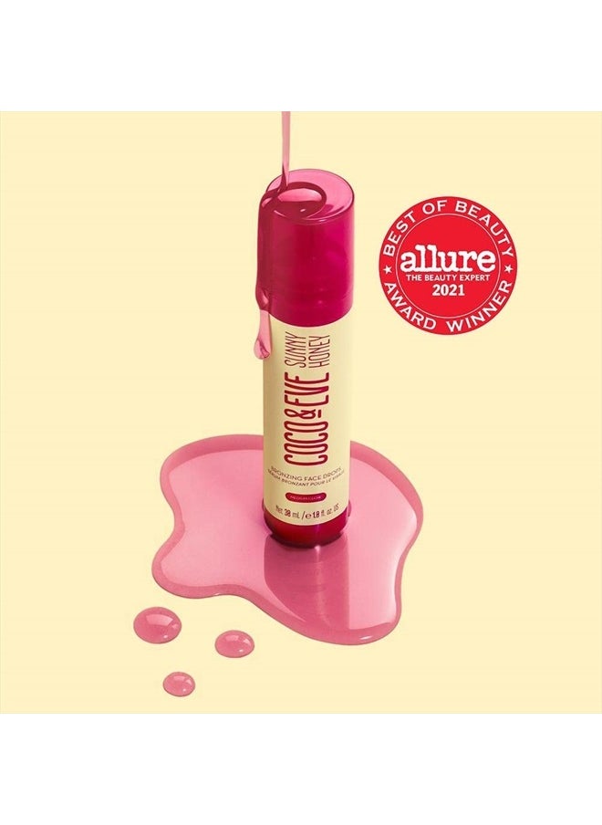 COCO & EVE Sunny Honey Bronzing Face Drops (Medium Glow) for Natural Self Tanning . Hydrating Hyaluronic Acid. Gradual Face Tanning Serum. Indoor Sunless Moisturizing Self Tanner (1 fl oz)  - Image 2