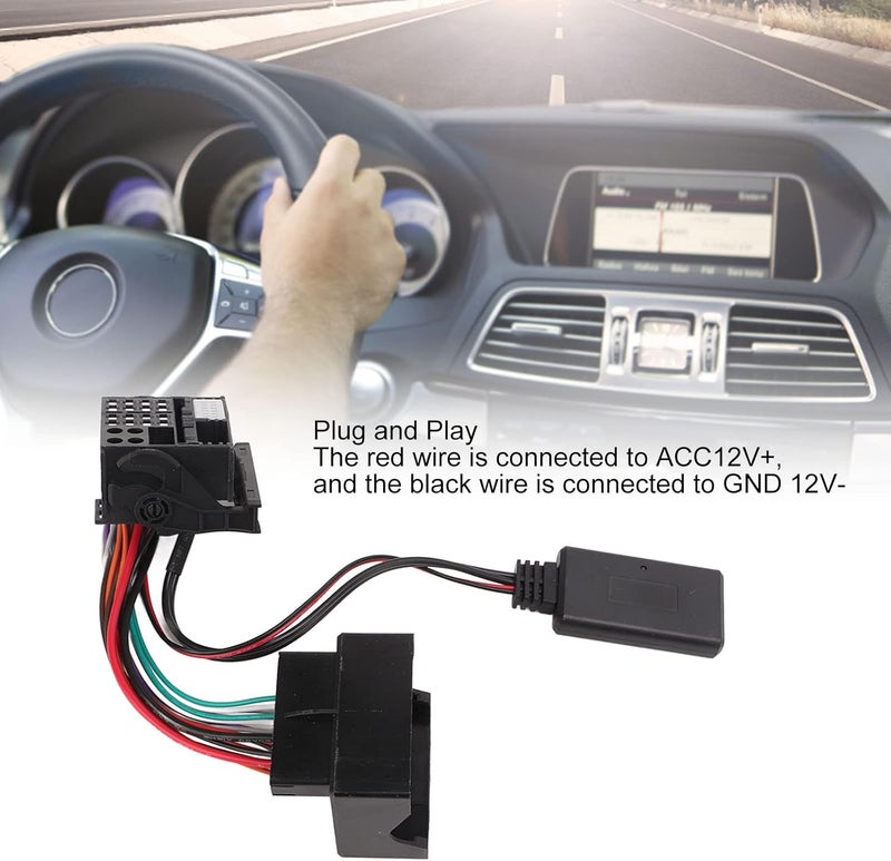 woobles 12 Pin Bluetooth AUX Adapter, Bluetooth 5.0 Radio Aux Cable for Mercedes W169 W245 W203 W209 W164(ABS Metal) - Image 3