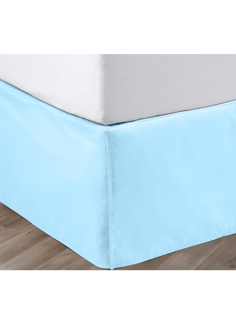 SGI bedding SGI bedding 18 Inch Drop Bed Skirt Queen Size with Platform to Stay in Place Elegant Pleated Design with Split Corners Wrinkle Resistant Fabric for Modern and Stylish Look - Light Blue  - Image 1
