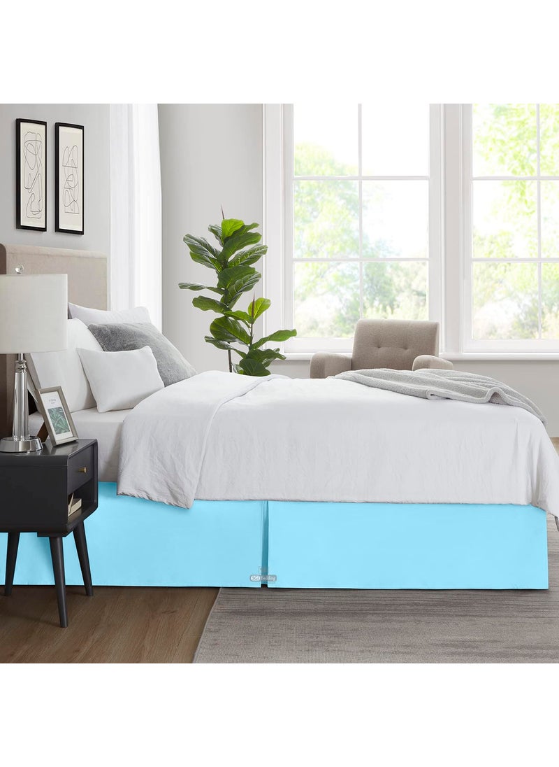 SGI bedding SGI bedding 18 Inch Drop Bed Skirt Queen Size with Platform to Stay in Place Elegant Pleated Design with Split Corners Wrinkle Resistant Fabric for Modern and Stylish Look - Light Blue  - Image 4