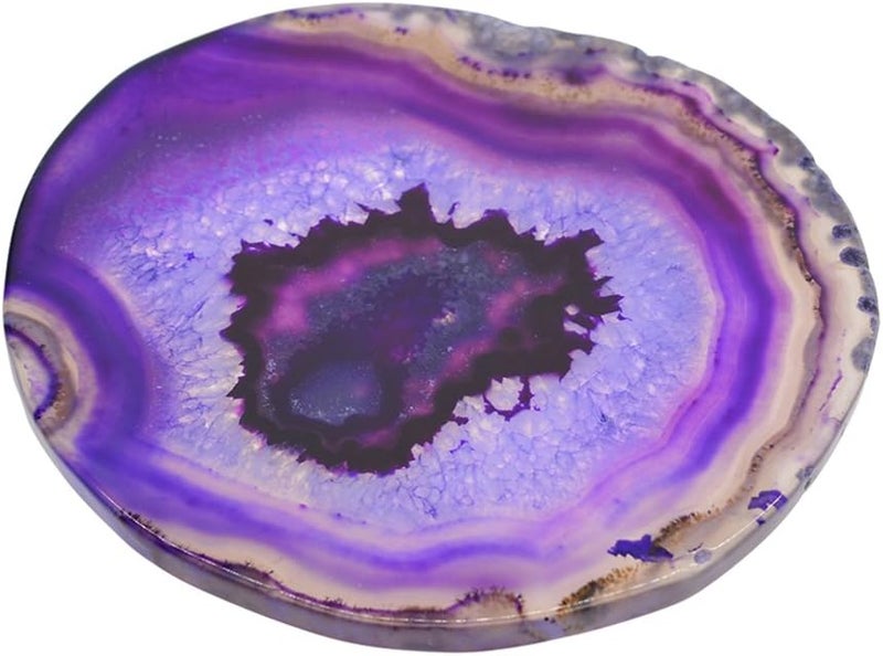 كلاراكو قواعد أكواب من حجر العقيق الطبيعي، قاعدة أكواب من حجر الجيود، قاعدة أكواب من الكوارتز الكريستالي، مقاس 3.23-3.9 بوصة، قلادة لصنع المجوهرات (6 ألوان) بنفسجي - Image 1