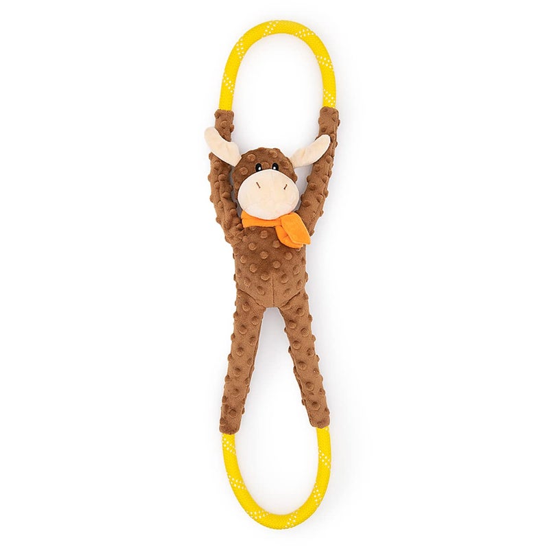 ZippyPaws RopeTugz Durable Dog Pull Rope Toy Interactive Tug of War for Large Medium Small Dogs Squeaky Pet Products to Keep Them Busy Made with Heavy Duty Climbing Rope Moose - Image 2