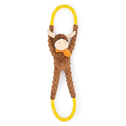 ZippyPaws RopeTugz Durable Dog Pull Rope Toy Interactive Tug of War for Large Medium Small Dogs Squeaky Pet Products to Keep Them Busy Made with Heavy Duty Climbing Rope Moose - Image 1