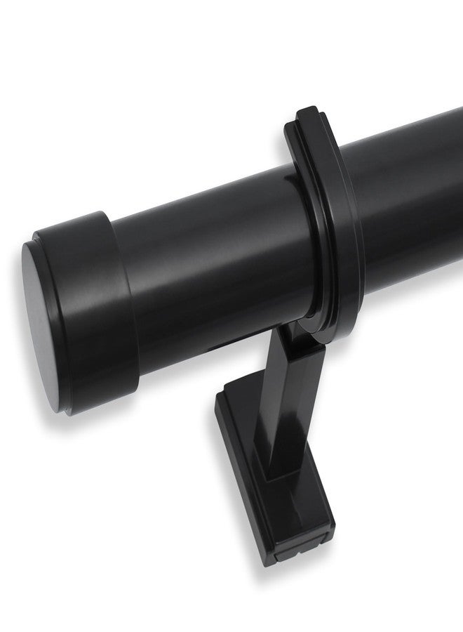 BlastHome® Non-Adjustable Luxury Curtain Rods for Windows, 1 ¼” Rod Set, 3 foot Fixed Length, Tuxedo Black - Image 1