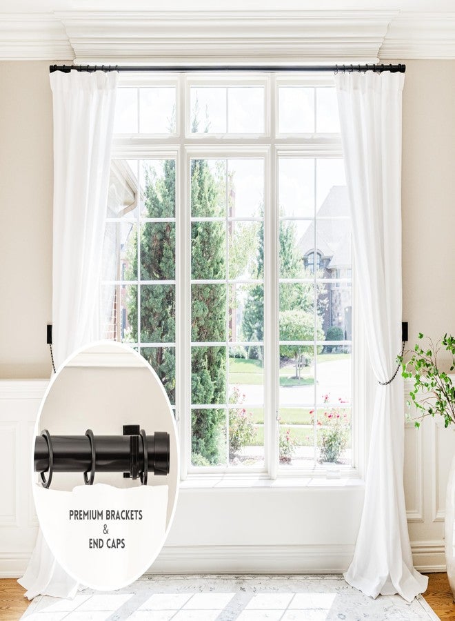 BlastHome® Non-Adjustable Luxury Curtain Rods for Windows, 1 ¼” Rod Set, 3 foot Fixed Length, Tuxedo Black - Image 2