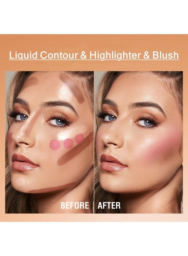 URQT Highly Pigmented Liquid Contour Builtin Sponge Tip Sculpted Complexion Wand Contour Long Lasting Natural Buildable Highlighters Contour Contouring Bronzer (Contour+Blush+Highlighter) - Image 5
