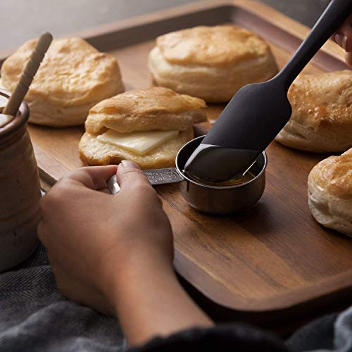 P-Plus International Silicone Spatula Set 3-pcs - 446ºF Heat-Resistant Baking Spoon Spatula - Seamless One-Piece Design Easy to Clean - Non-Stick Silicone Stainless Steel Core (Spatula 3A Black) - Image 2