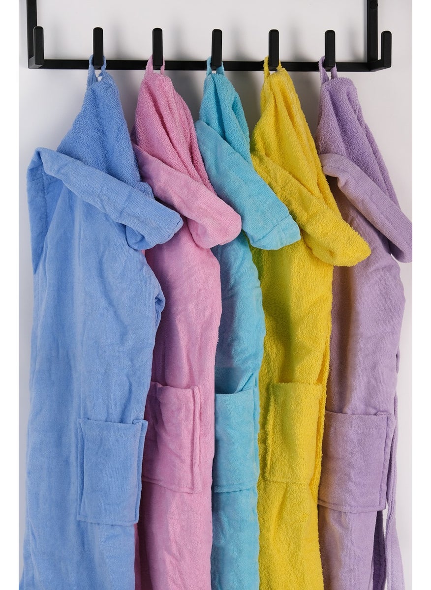 Model Home Cotton Hooded Velvet Yellow Color Youth Bathrobe / Waiter Size (S Size)  - Image 1