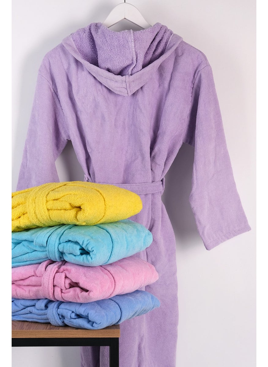 Model Home Cotton Hooded Velvet Yellow Color Youth Bathrobe / Waiter Size (S Size)  - Image 2