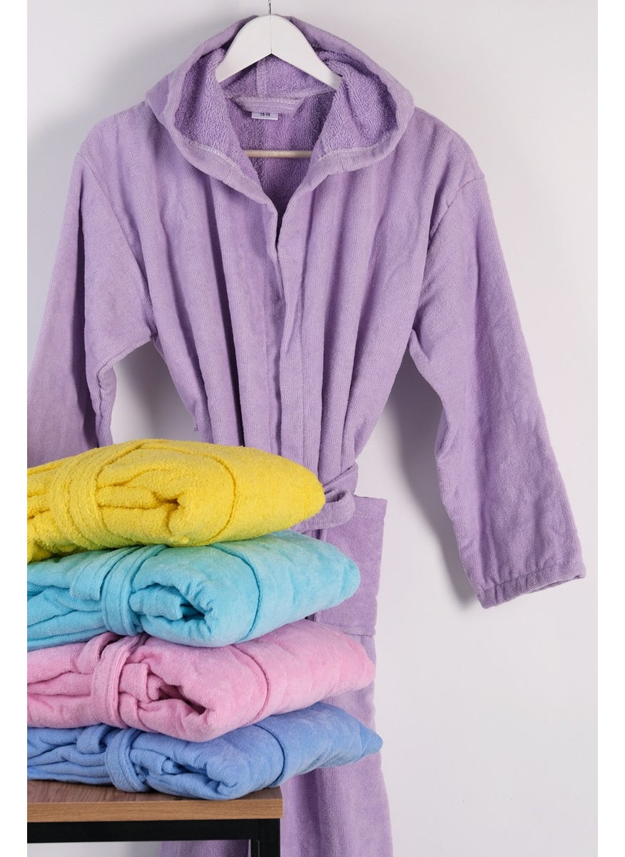 Model Home Cotton Hooded Velvet Yellow Color Youth Bathrobe / Waiter Size (S Size)  - Image 3