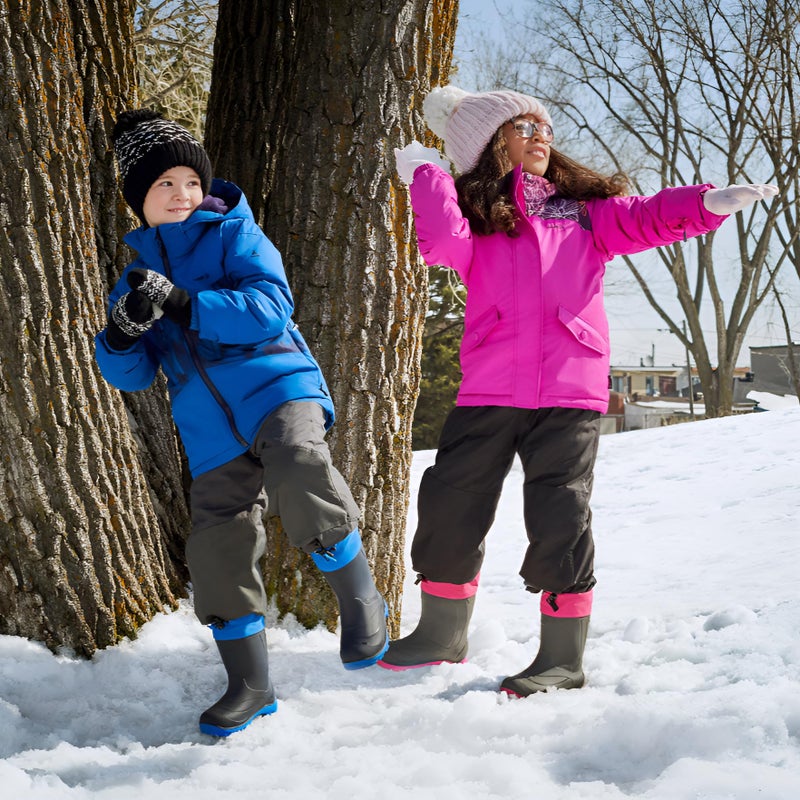 Kamik Snobuster 1 Kidsâ€™ Snow Boots, Waterproof, Thermal Liner & Adjustable Snow Collar, Charcoal/Magenta - 1 Little Kid - Image 2