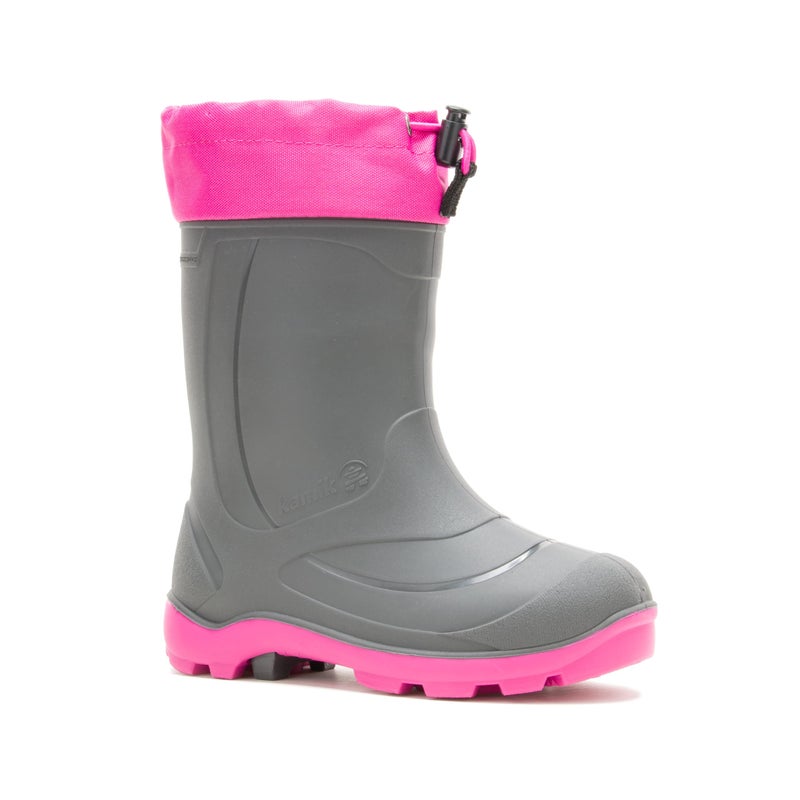 Kamik Snobuster 1 Kidsâ€™ Snow Boots, Waterproof, Thermal Liner & Adjustable Snow Collar, Charcoal/Magenta - 1 Little Kid - Image 1