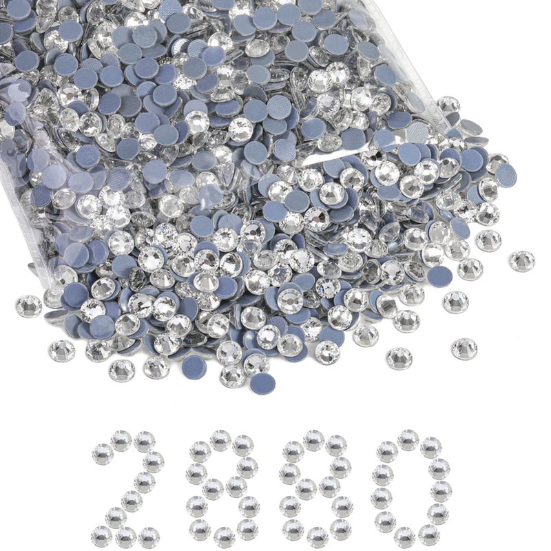 Beadsland Hotfix Rhinestones Bulk 2880PCS Crystal Hot Fix Rhinestones for Crafts Clothes DIY Decoration Crystal SS30 6365mm
