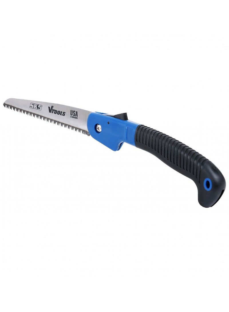 VTOOLS 8 Inch Folding Outdoor Saw With 7 Hardened SK5 Blade For Cutting Branches Compact Design Triple Teeth - Image 2