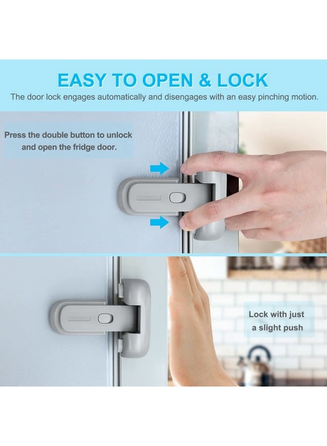 CLYMENE Refrigerator Fridge Freezer Door Lock for Kids, Child Proof Refrigerator Latch Lock to Keep Door Closed, No Tools Required and Easy Installation (Grey) - Image 2