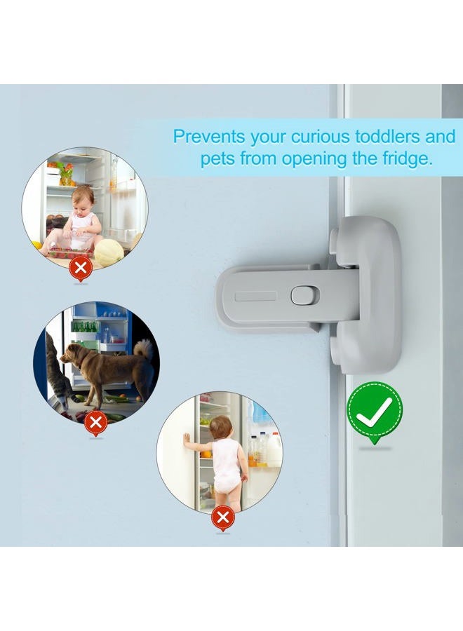CLYMENE Refrigerator Fridge Freezer Door Lock for Kids, Child Proof Refrigerator Latch Lock to Keep Door Closed, No Tools Required and Easy Installation (Grey) - Image 5