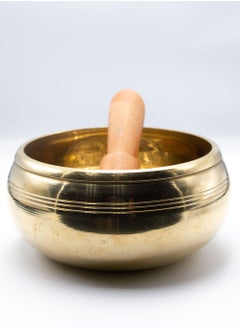 Alpine Crystals UAE Authentic Handcrafted Himalayan Golden Shining Singing Bowl from Nepal for Healing, Mindfulness, Meditation, and Yoga | Traditional Wooden Striker Included | Unique Handcrafted Golden Pattern Inside |  - Image 4