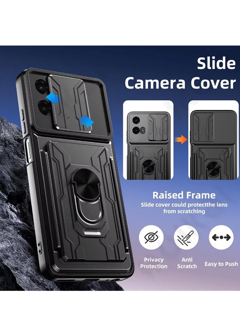 Techie - Motorola Moto G24 Slide Armor Case with 360° Ring, Magnetic Stand, Card Holder, Camera Shield & Mil-Grade Drop Protection - Image 1