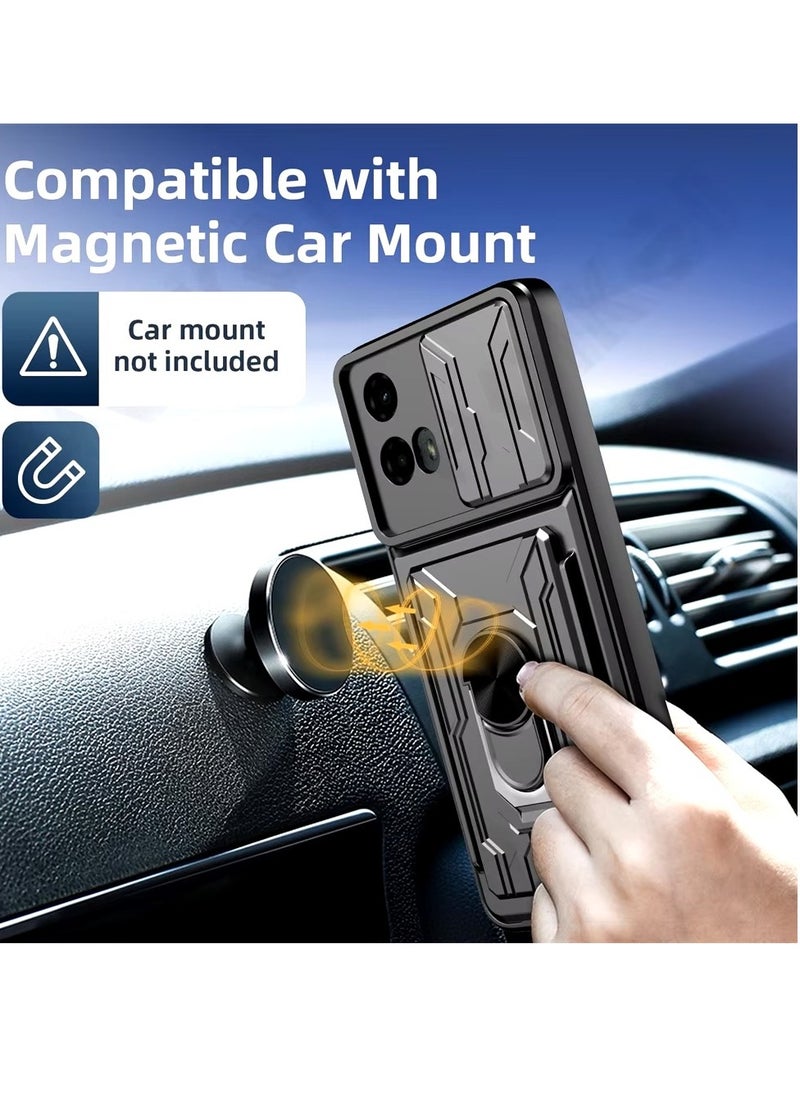 Techie - Motorola Moto G24 Slide Armor Case with 360° Ring, Magnetic Stand, Card Holder, Camera Shield & Mil-Grade Drop Protection - Image 1