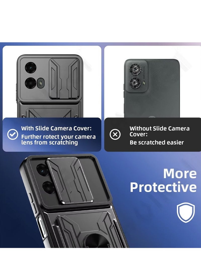 Techie - Motorola Moto G24 Slide Armor Case with 360° Ring, Magnetic Stand, Card Holder, Camera Shield & Mil-Grade Drop Protection - Image 1