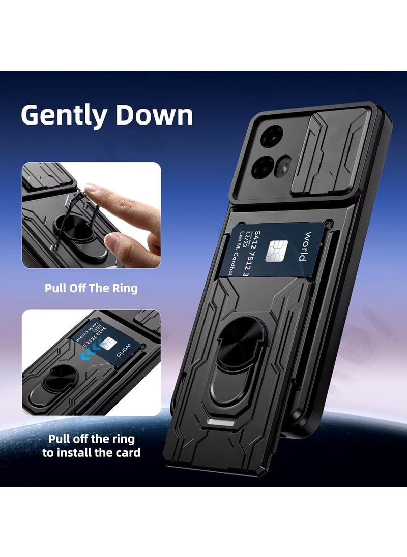 Techie - Motorola Moto G24 Slide Armor Case with 360° Ring, Magnetic Stand, Card Holder, Camera Shield & Mil-Grade Drop Protection - Image 1