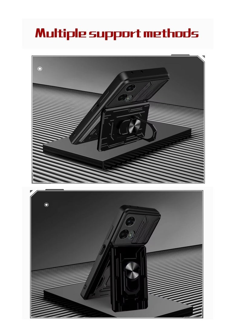 Techie - Motorola Moto G24 Slide Armor Case with 360° Ring, Magnetic Stand, Card Holder, Camera Shield & Mil-Grade Drop Protection - Image 1