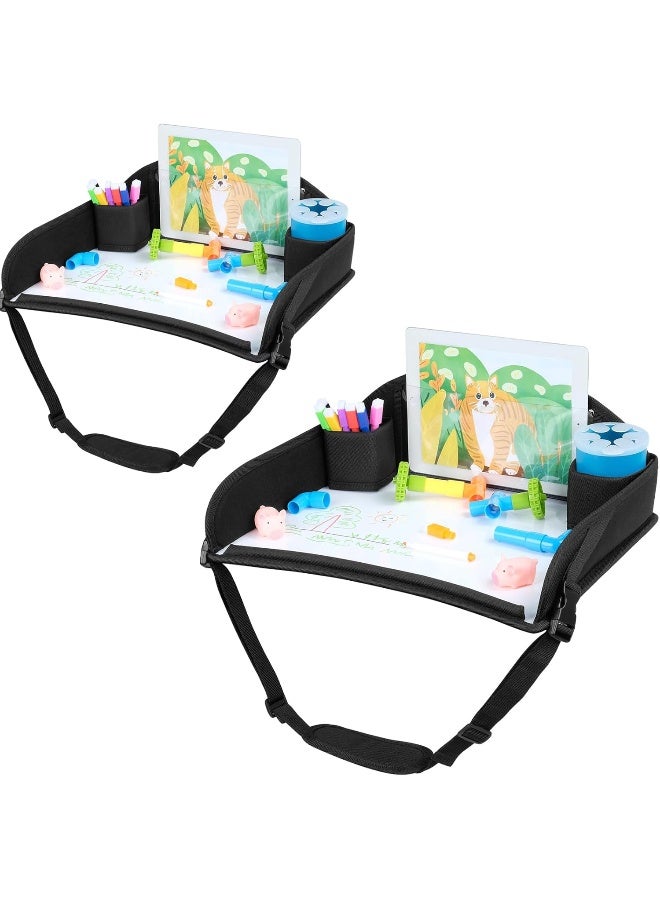 COOLBEBE Kids Travel Tray for Toddler Car Seat, Airplane, Lap Tray, Carseat Table for Kids Activities (Black - 2PCS) - Image 1