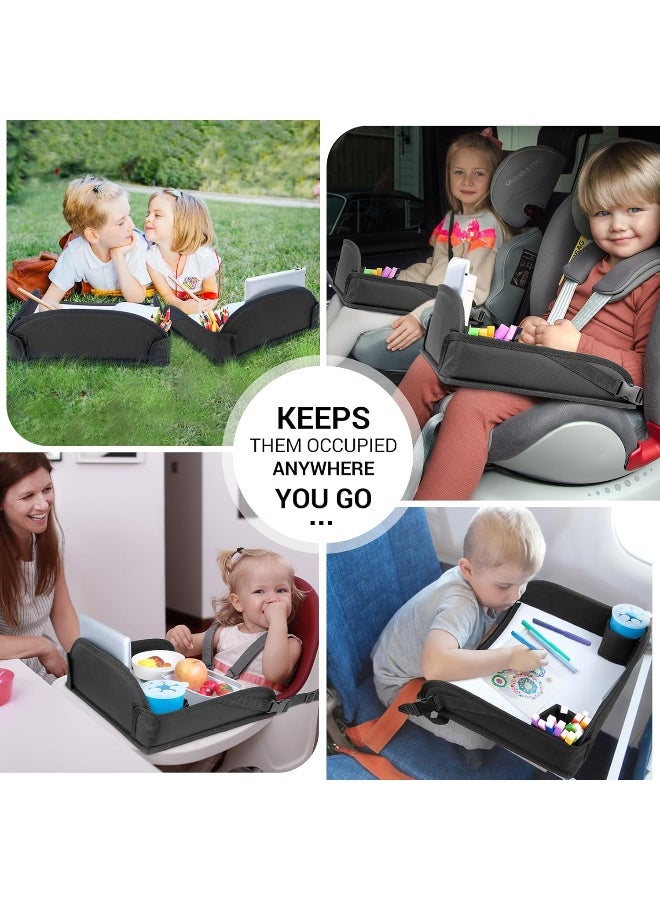 COOLBEBE Kids Travel Tray for Toddler Car Seat, Airplane, Lap Tray, Carseat Table for Kids Activities (Black - 2PCS) - Image 2