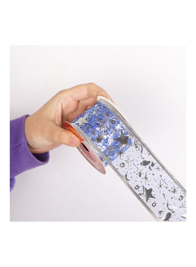 NIBEMINENT Bronzing Musical Note Wrapping Ribbon- 10 Yard blue/Silver