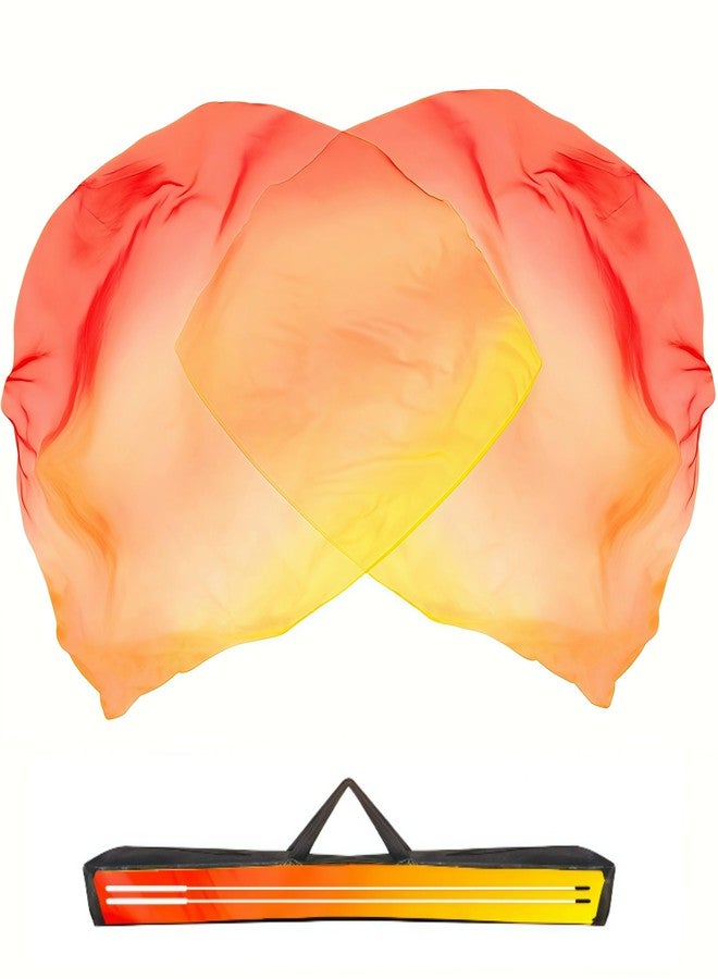 Baisdan 54"x54" Worship Flags for Dance Church, Praise Dance Flags for Worship, Silk-like Chiffon Flag with Flexible Rods & Storage Bag, Set of 2, Yellow-Orange-Red - Image 1