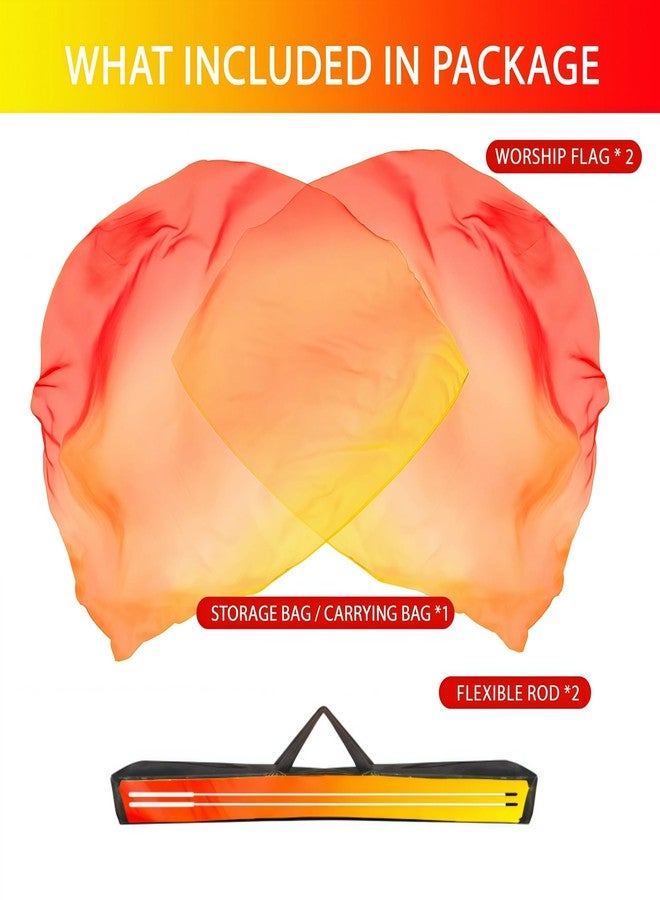 Baisdan 54"x54" Worship Flags for Dance Church, Praise Dance Flags for Worship, Silk-like Chiffon Flag with Flexible Rods & Storage Bag, Set of 2, Yellow-Orange-Red - Image 5