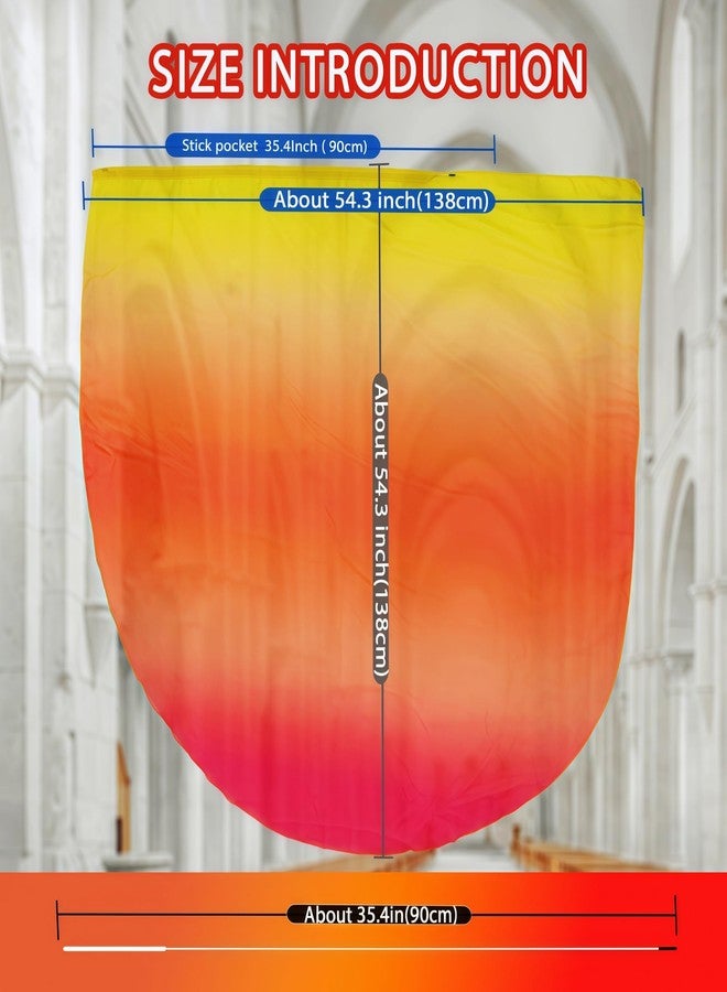 Baisdan 54"x54" Worship Flags for Dance Church, Praise Dance Flags for Worship, Silk-like Chiffon Flag with Flexible Rods & Storage Bag, Set of 2, Yellow-Orange-Red - Image 3