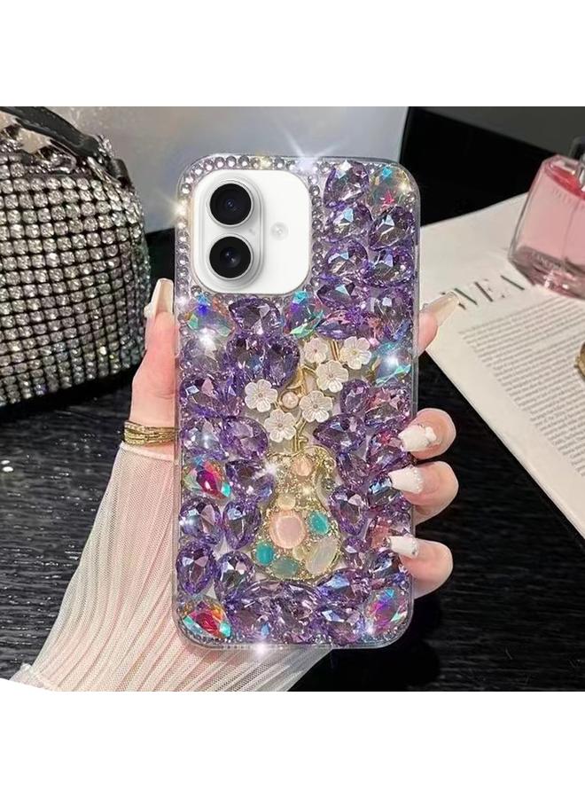 اس-توب جراب لهاتف iPhone 16 Plus مصنوع يدويًا من مادة زهر البرقوق ومرصع بالألماس - Image 1