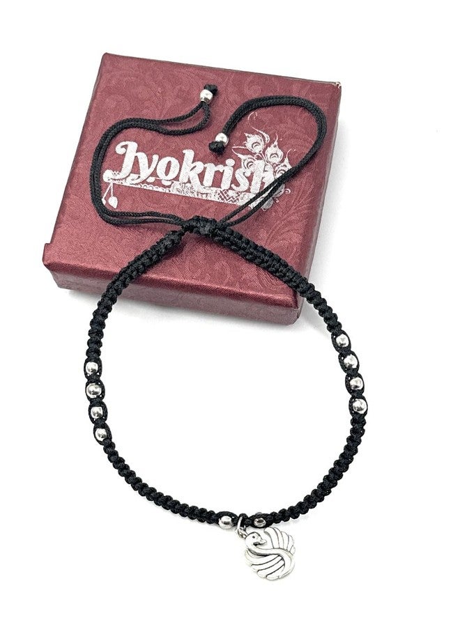 Jyokrish Handmade Adjustable Black Silk dori Hnaging Swan Anklet For Women | girls | Nazariya |Payal | Adult |Free Size | Single Leg - Image 3
