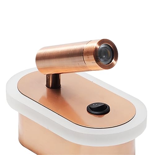Mufasa 5 Watts Rose Gold Acrylic Back Bedside Light Bedroom Wall Light Mounted LED Spotlight Reading Light 360 Degree Roatation (Warm White) - Image 2