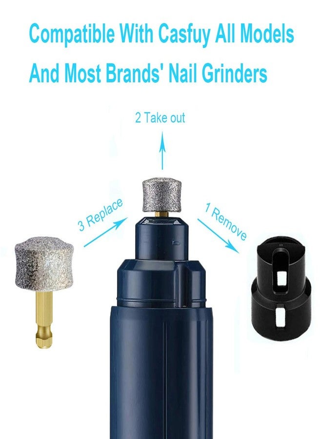 OVATAVO Dog Nail Grinder Replacement Tips/Heads for Casfuy, LuckyTail, Primens and Most Brands' Dog Nail Grinder - Diamond Bits/Wheel for Large Medium Small Dog Nails Care, 2Pack - Image 3