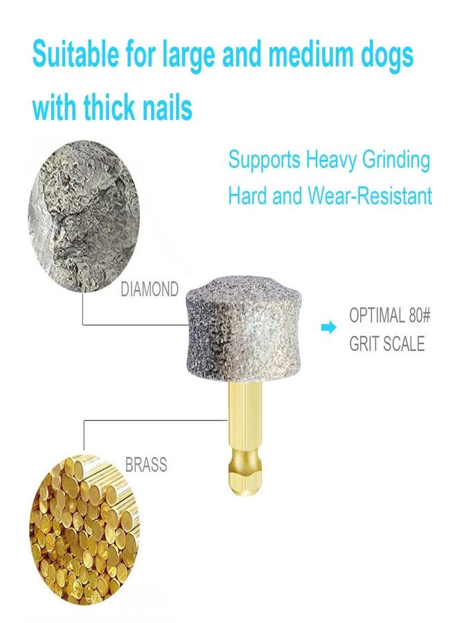OVATAVO Dog Nail Grinder Replacement Tips/Heads for Casfuy, LuckyTail, Primens and Most Brands' Dog Nail Grinder - Diamond Bits/Wheel for Large Medium Small Dog Nails Care, 2Pack - Image 2