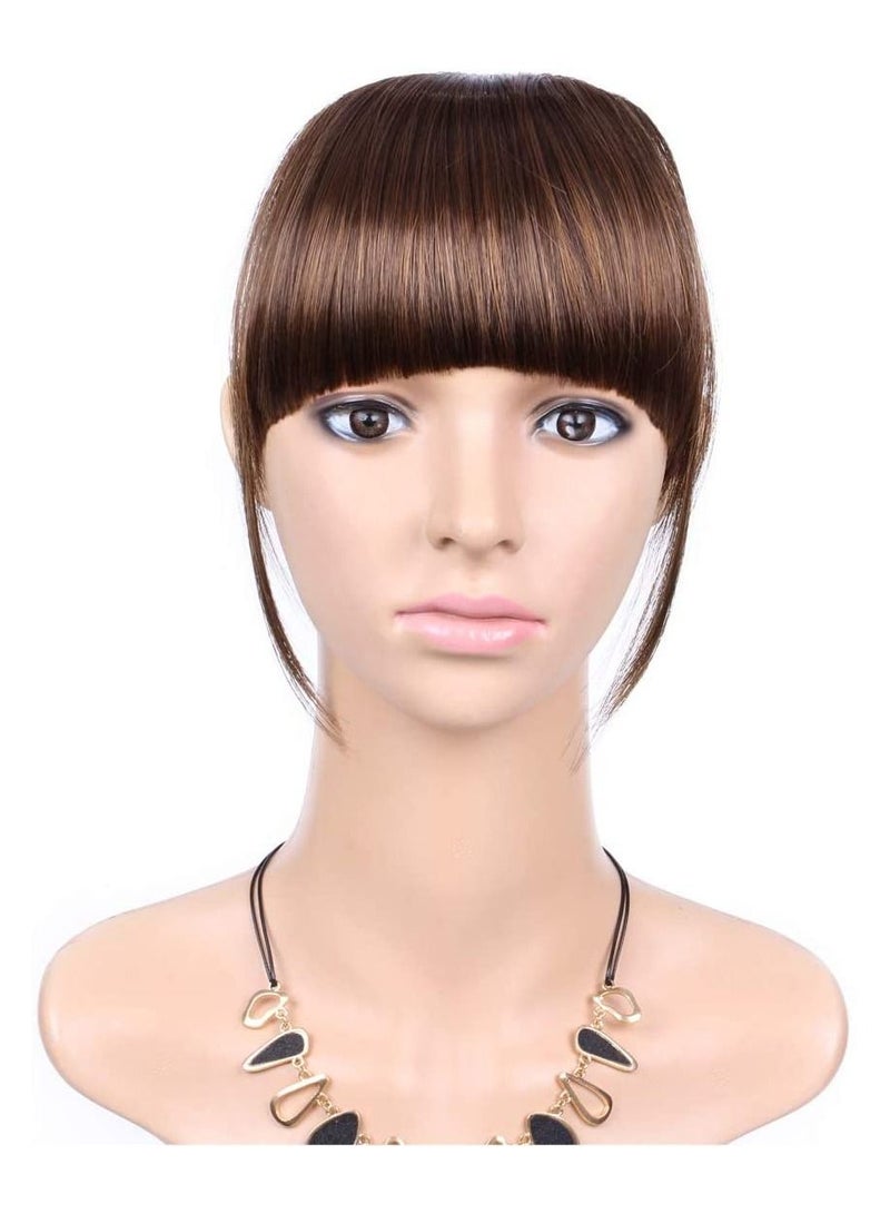 Estelle Hair Bangs Clips in Fringe Hair Extensions Clip On Bang Straight Hairpieces False Short Flat Two Side Dark Brown 2/30 - Image 2