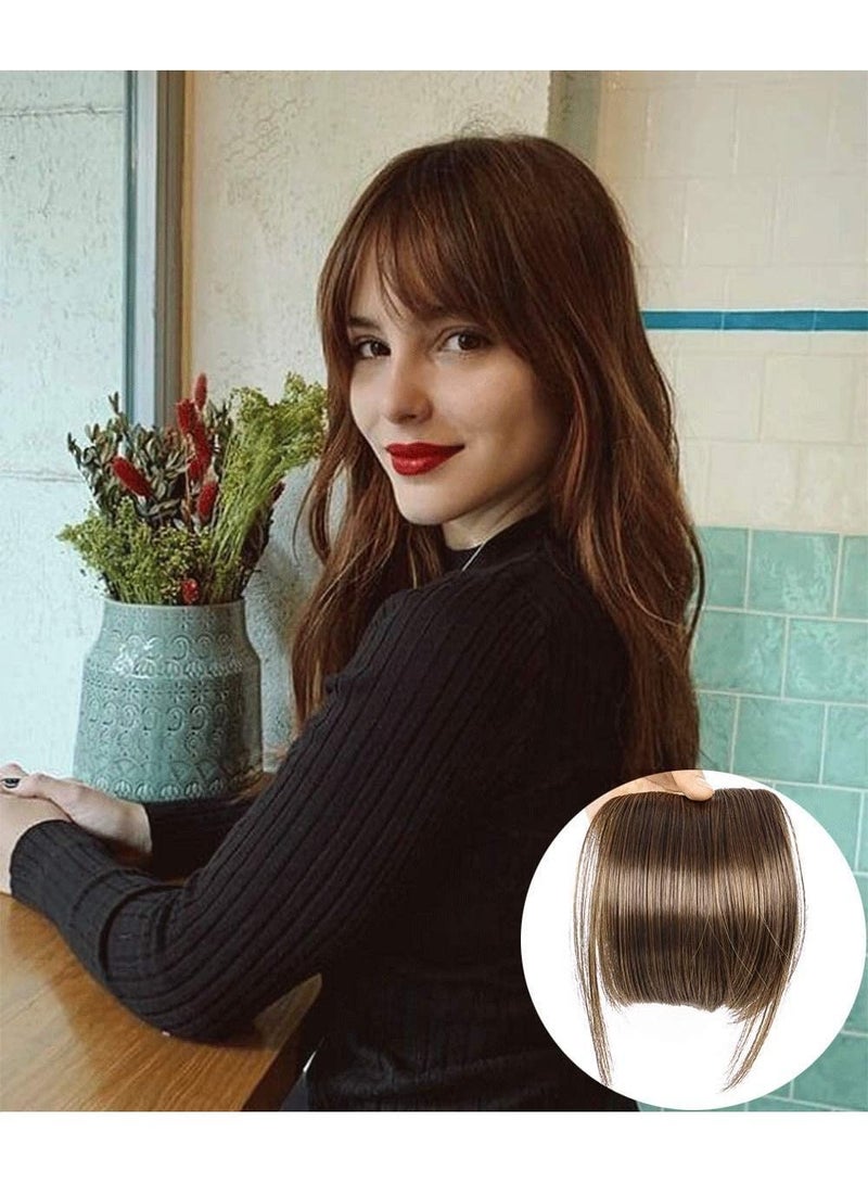 Estelle Hair Bangs Clips in Fringe Hair Extensions Clip On Bang Straight Hairpieces False Short Flat Two Side Dark Brown 2/30 - Image 1