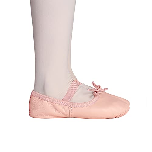 Stelle Ballet Shoes for Girls Toddler Genuine Leather Ballet Dance Slippers for Toddler/Little/Big Kids/Boys(11ML,Ballet Pink,with Tie) - Image 4