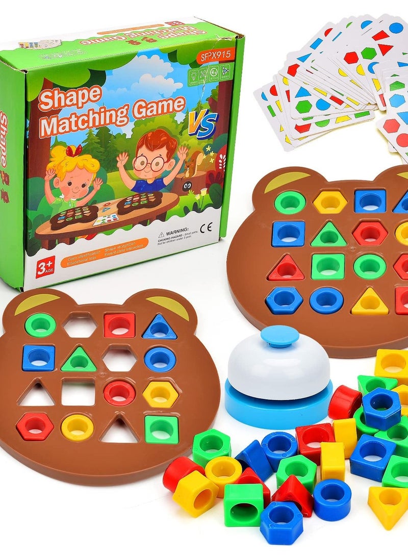 Shape Matching Game Color Sensory Educational Toy, Geometric Shape Matching Puzzle Game, Color Learning Board Game, Montessori Toys Board Game for Kids Boys Girls  - Image 1