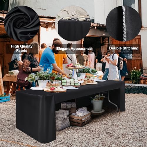 ABCCANOPY 6 FT Rectangle Tablecloth Table Cover for Rectangular Tables Washable Polyester Banquet Buffet Parties Holiday Dinner Wedding Meeting Black - Image 3