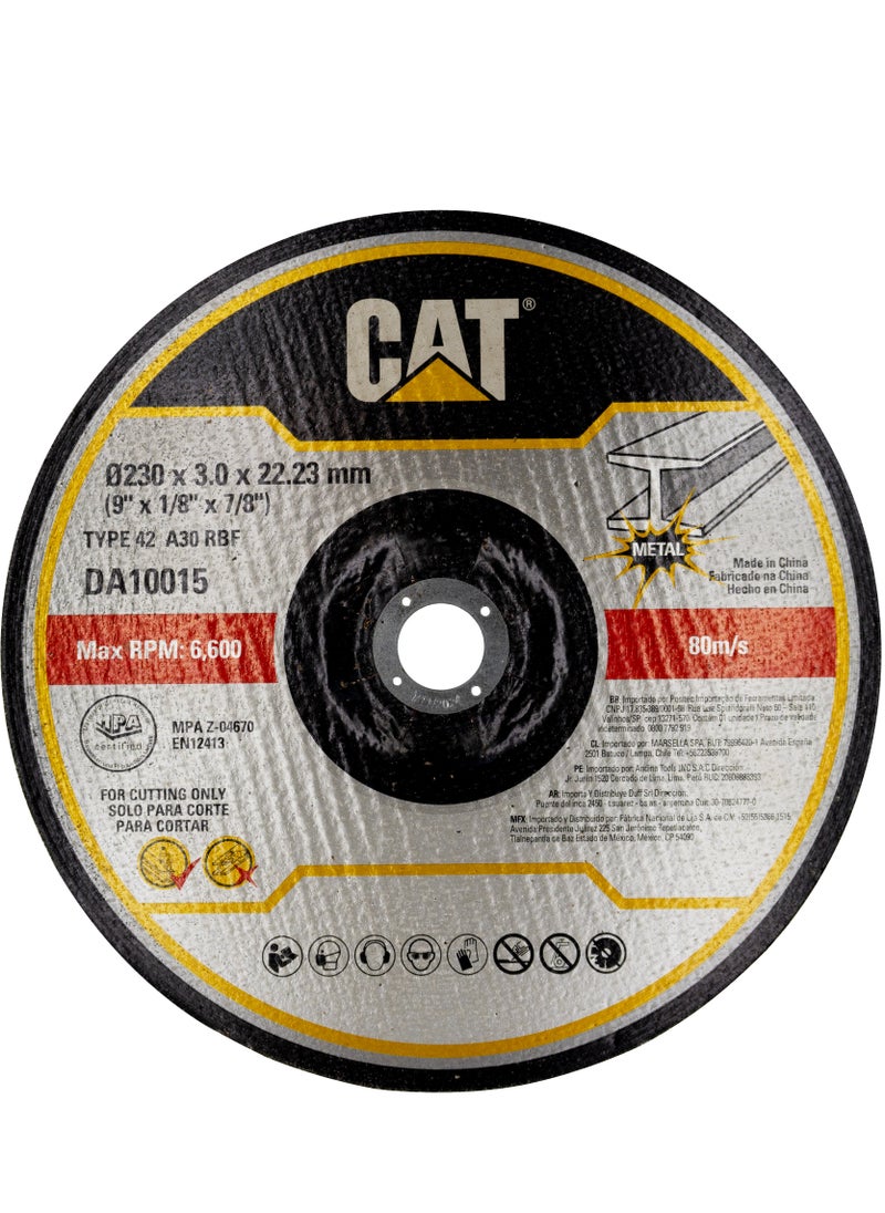 كاتربلر CAT DA10015 قرص قطع كاشط من المعدن المسطح والإينوكس Ø230 (9 بوصات) × 3 مم 5قطعة 